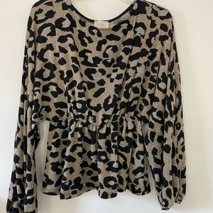143 Story by Line Up - Cheetah Peplum Sweater